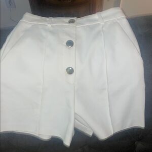 Women's White Button-Up Shorts